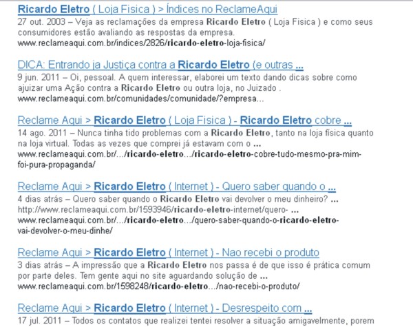reclame aqui - ricardo eletro